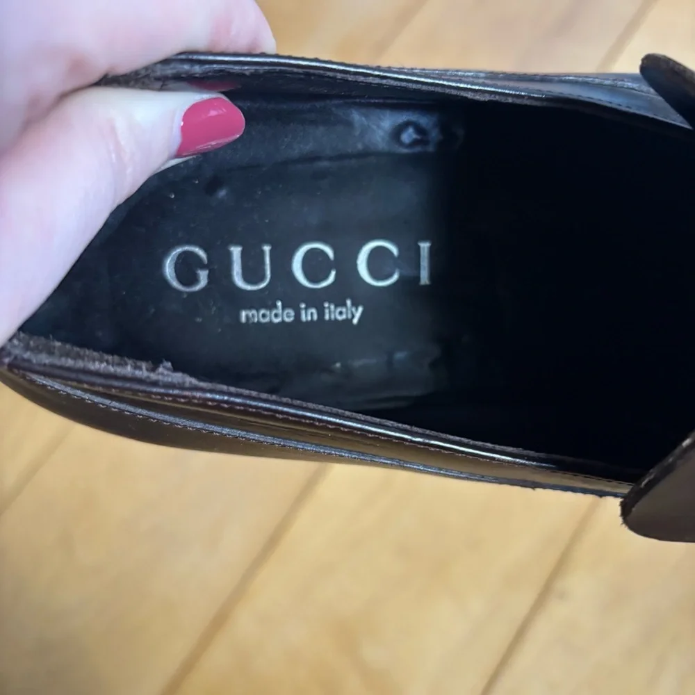 Gucci Brown Slip On Loafers Mens Size 9D Hardware Business Formal Luxury Used